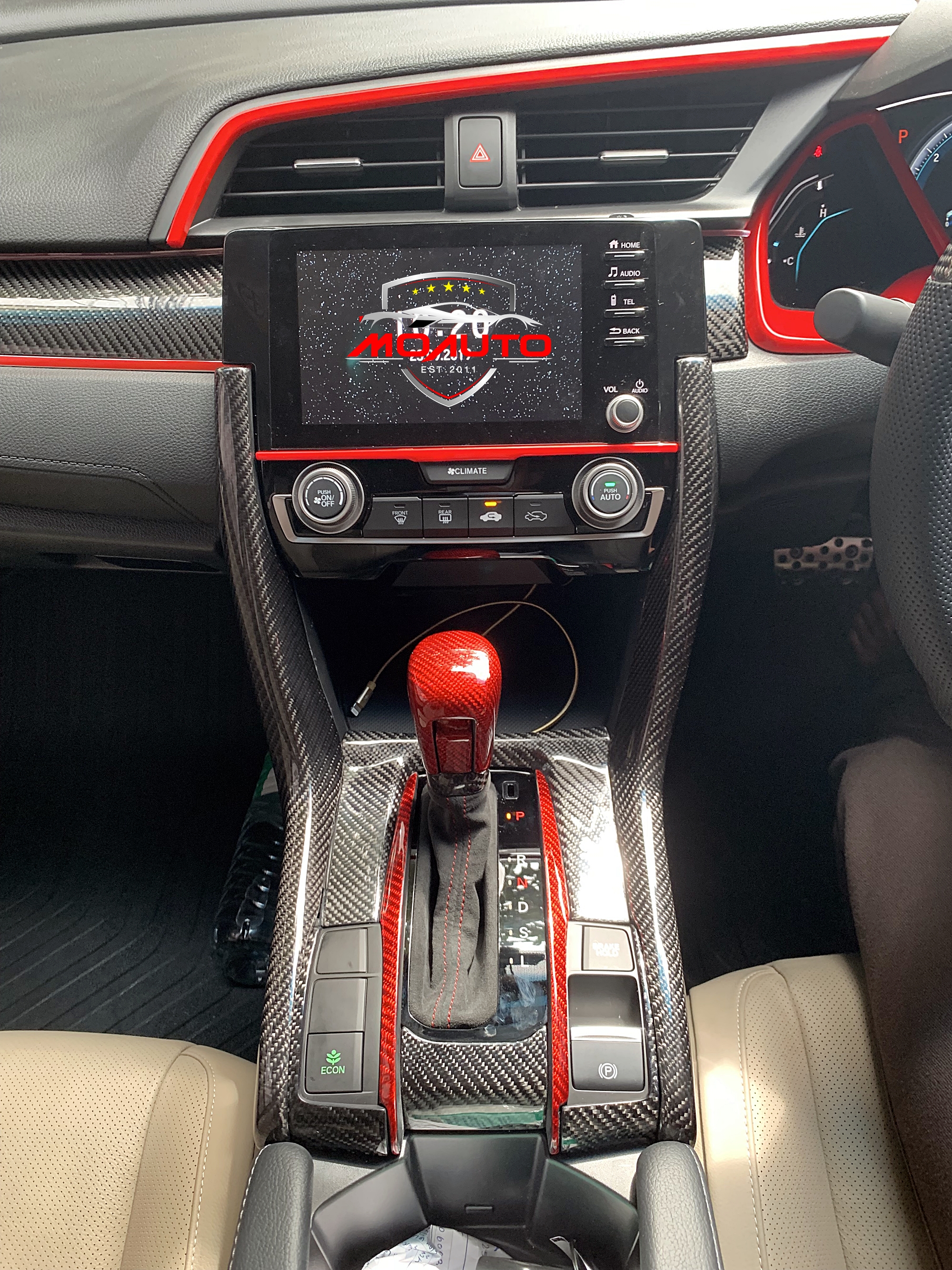 ชุดครอบคอนโซลเกียร์ CARBON แท้ CIVIC FC / FK 2016-2021