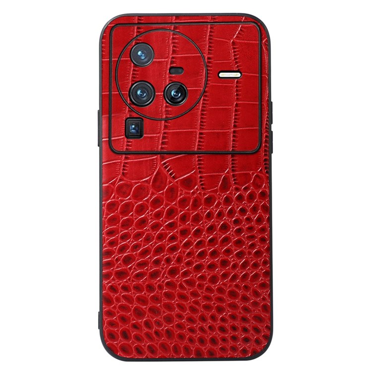 Case Vivo X80 Pro # Pre-orde * เคสโทรศัพท์หนังวัวแท้เนื้อจระเข้ สัมผัสดีเคสไฮบริดด้านล่างแบบหยาบ *