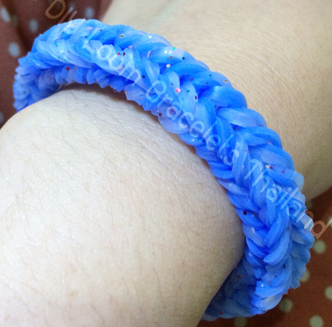 ยางถัก 100% ซิลิโคน Loom Band รุ่นกากเพชร/Glitter Blue 600 เส้น (GLB)