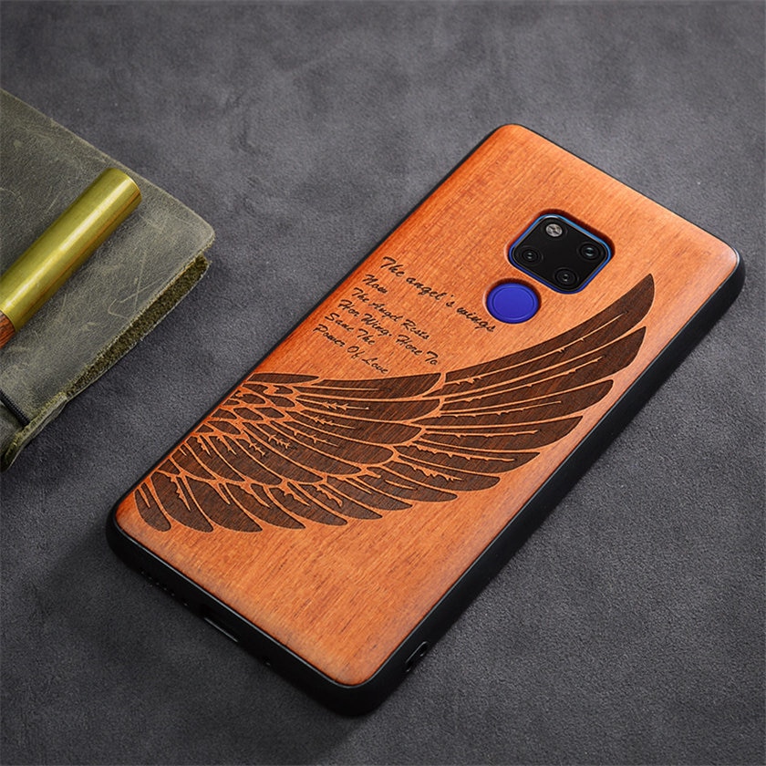 Case Huawei Mate 20 X / Pre-order * เคสหรูหราปกหลัง TPU ไม้แกะสลัก สลิม Coque Boogie Original *