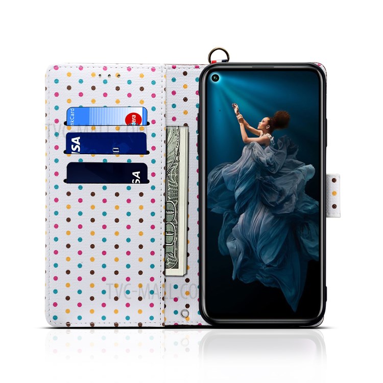 Case Huawei Nova 5T / Pre-order * เคสจุดสไตล์ย้อนยุคโทรศัพท์หนังเปลือกมีสายคล้องคอ *