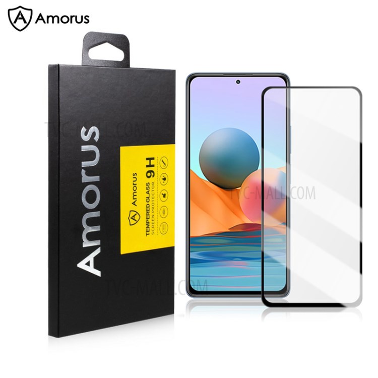 กระจกกันรอย Xiaomi Redmi Note 10 4G # Pre-Order * AMORUS Full Glue Full Coverage Silk Printing *