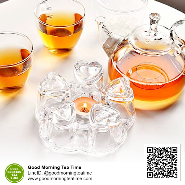 เตาอุ่นชา กาแฟ แบบแก้วใสรูปทรงหัวใจ | Clear Glass Heat-Resistant Heart Teapot Warmer