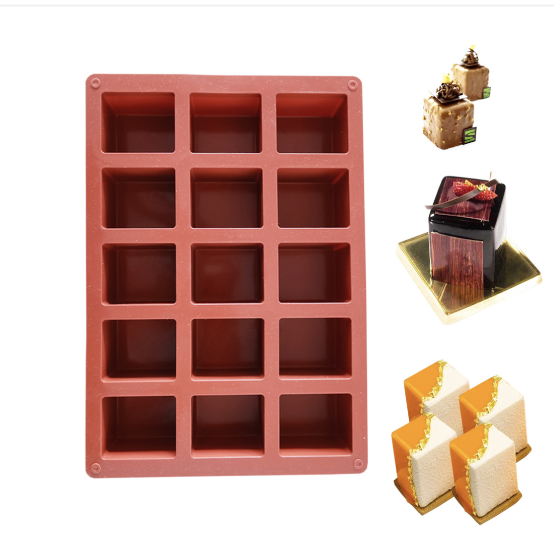 แม่พิมพ์ซิลิโคน สี่เหลี่ยม 5*6*4 cm 140 g 15 ช่อง 005672