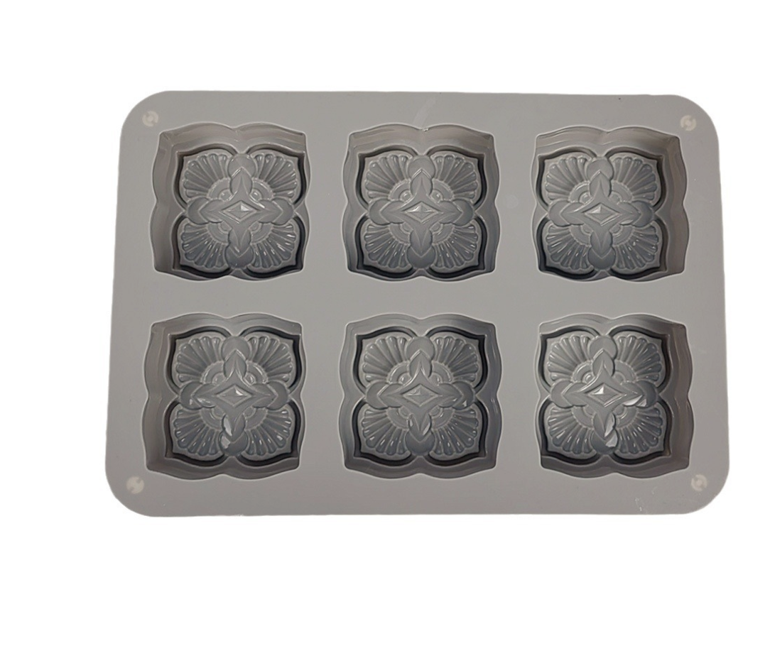 แม่พิมพ์ซิลิโคนสี่เหลี่ยมวินเทจ 6 ช่อง 5.5*5.5*2.5 cm 70g 005718