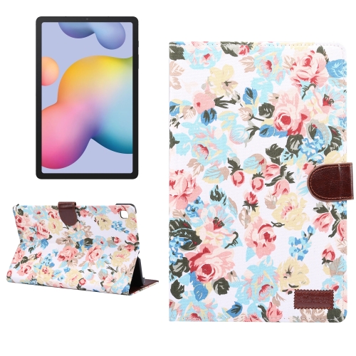 Case Samsung Galaxy Tab S6 Lite / Pre-Order * เคสดอกไม้แบบผ้า & Sleep / Wake-up ฟังก์ชั่น และช่องเสียบการ์ดและกระเป๋าสตางค์ *