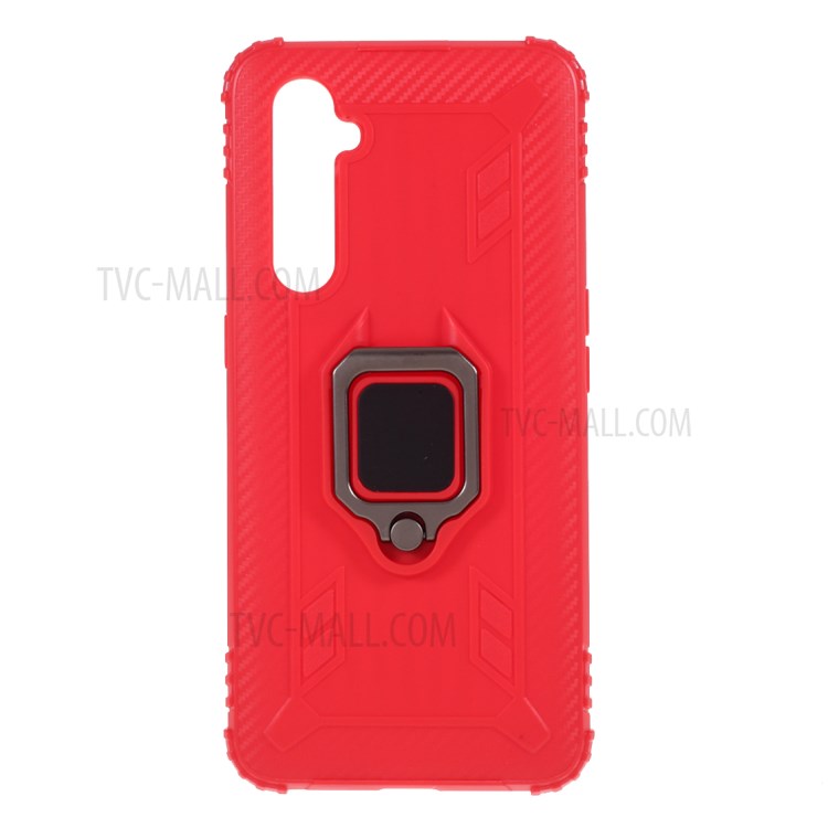 Case Realme X50 Pro 5G / Pre-Order * เคสป้องกัน TPU แบบ Finger Ring พร้อมขาตั้ง ทำจากวัสดุ TPU พร้อมพื้นผิวคาร์บอนไฟเบอร์ *