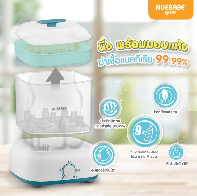 Nuebabeเครื่องนึ่งฆ่าเชื้อขวดนมพร้อมอบแห้งรุ่น Breezily