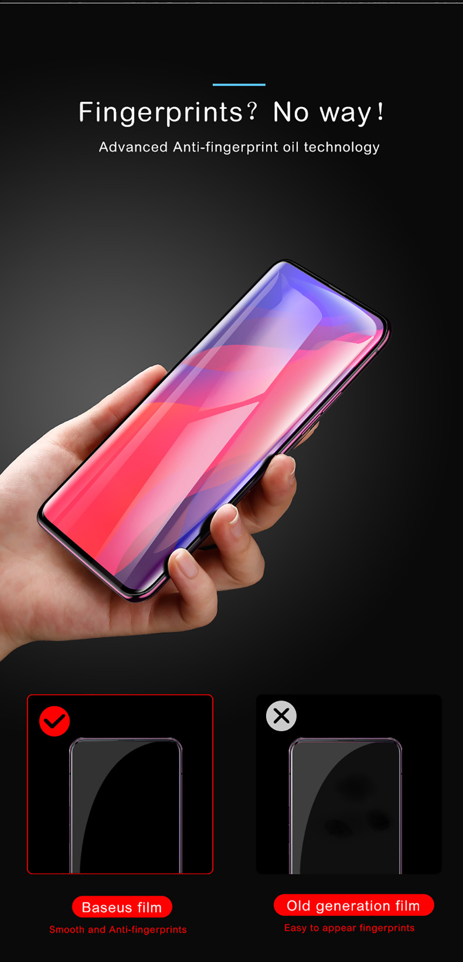 กระจกนิรภัย OPOP Find X / Pre-Order * BASEUS ความหนาเพียง 0.3 มม. แต่มีความแข็ง 9H ทำจากแก้วพรีเมียมที่มีเทคโนโลยี CNC *