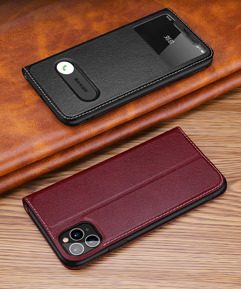 Case iPhone 11 # Pre-order * เคสดูหน้าต่างคู่หนังวัวแท้ หุ้มหนังวัวแท้ชั้นบนสุดและเคสด้านใน TPU *