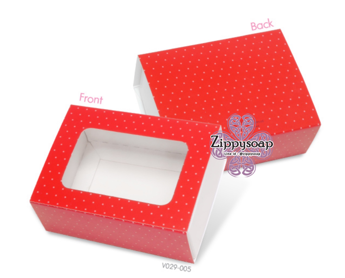กล่องใส่สบู่ลิ้นชัก ลายจุดสีแดง 60 ชิ้น 6*8*3cm 006983