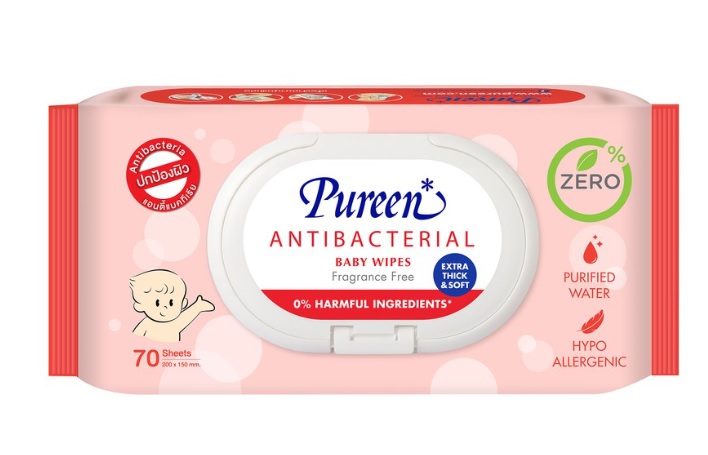 Pureenทิชชู่เปียกแอนตี้แบคทีเรีย70แผ่น แพค4ห่อ สูตรไฮจีน แอนตี้แบคทีเรียล