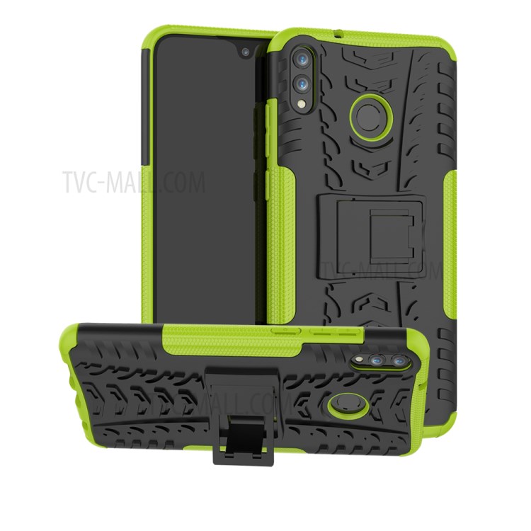 Case Huawei Y Max / Pre-Order * 2-in-1 เคส Combo รูปแบบยางรถยนต์ที่มีการออกแบบเว้านูน + ขาตั้ง *