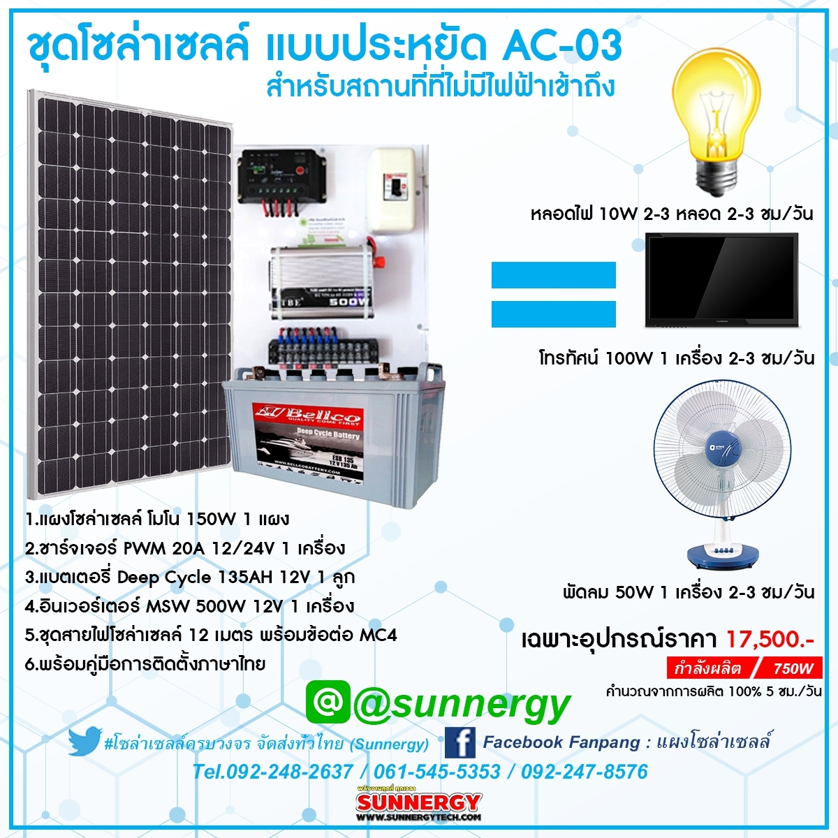 ชุดโซล่าเซลล์แบบประหยัด AC 03