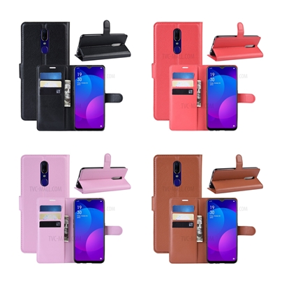 Case OPPO F11 / Pre-order * เคสผิวลิ้นจี่หนัง PU แม่เหล็กยืนกระเป๋า *