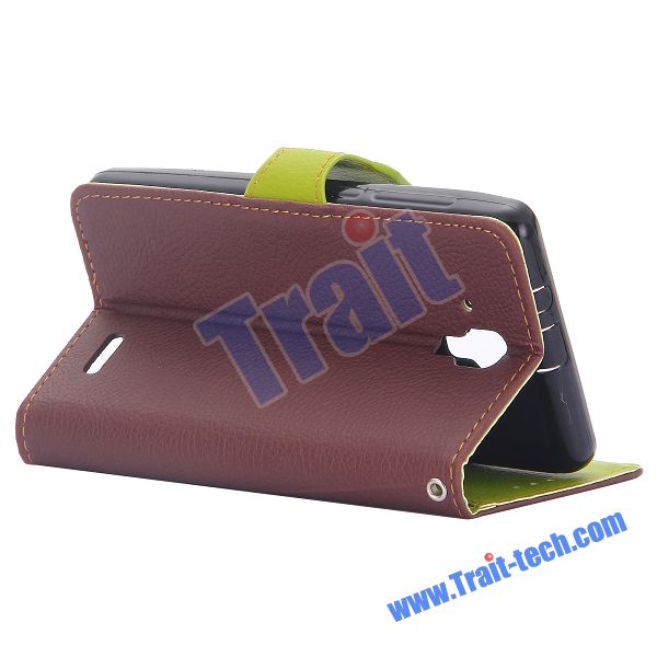 Case Lenovo A536 / Pre-order * เคสหนังผิวลิ้นจี่ ปิดด้วยรูปใบไม้ *