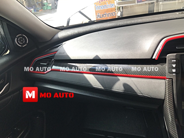 ครอบแผงคอนโคลหน้าคาร์บอนแถบแดง Type-R Style CIVIC FC / FK