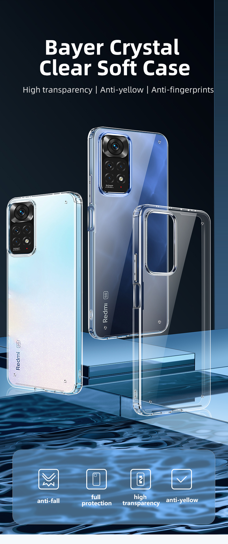 Case Xiaomi Redmi Note 11 Pro # Pre-Order * FUKELAI Crystal Clear Case เคสโทรศัพท์มือถือแบบใส Anti-scratch PC + TPU Hybrid Cover *