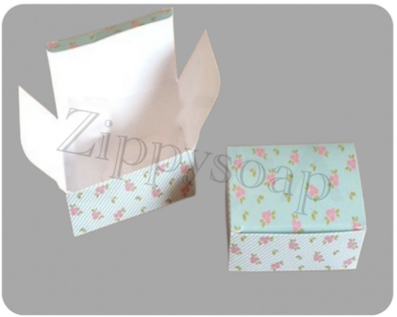 กล่องสบู่ กล่องช็อคโกแลต สีฟ้าดอกไม้ 20 ใบ 005907