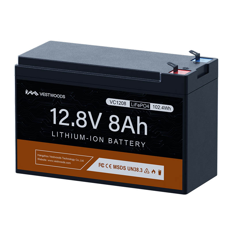 Vestwoods แบตเตอรี่ลิเธียมไอออนฟอสเฟต Lithium Iron Phosphate (LiFePO4) ความจุ 8Ah แรงดัน 12V สำหรับระบบโซล่าเซลล์ (VC1208-E)