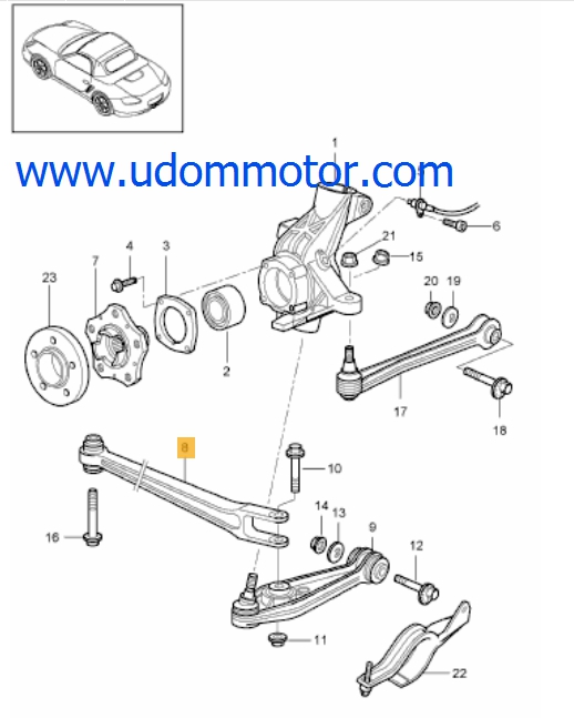 ปีกนกหลัง ปอร์เช่ เคย์แมน 987 / Track Control Arm, Rear Axle for Porsche Cayman 987, 98733104304