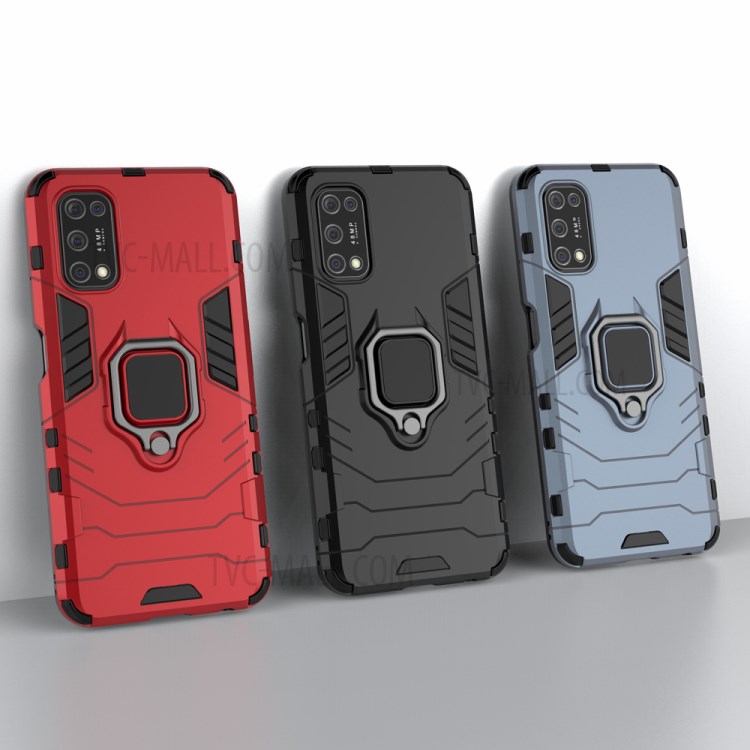 Case Realme 7 5G / Pre-Order * เคสแหวนนิ้วขา PC + TPU ป้องกันปกคลุม พลาสติกแข็ง + TPU อ่อน = ตัวป้องกันสองชั้น *