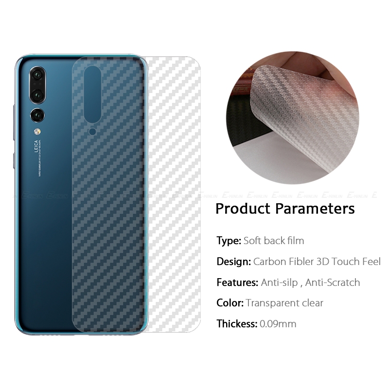 ฟิล์มกันรอยด้านหลัง Huawei P20 / พร้อมส่ง * 3D คาร์บอนไฟเบอร์ปกหลังฟิล์มป้องกันลื่น *