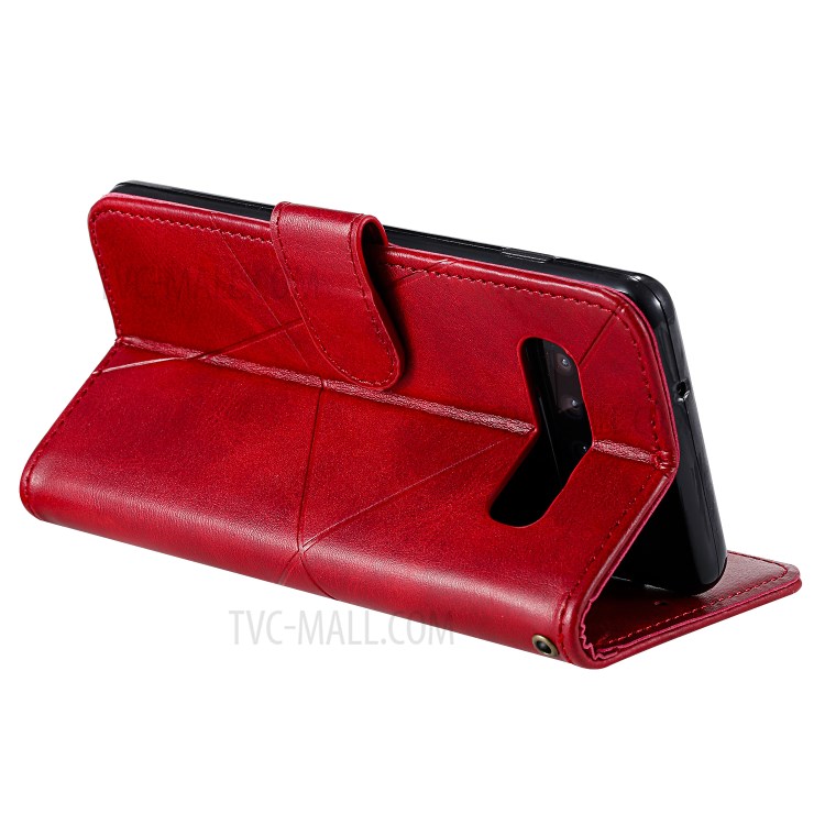 Case Samsung Galaxy S10 / Pre-Order * Rhombus Surface Wallet ยืนหนังโทรศัพท์ Cover กับสายคล้องมือ *