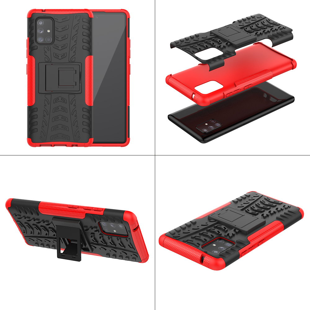 Case Samsung Galaxy A71 5G / Pre-order * เคสCool Tire Pattern PC + TPU Hybrid พร้อมขาตั้ง *