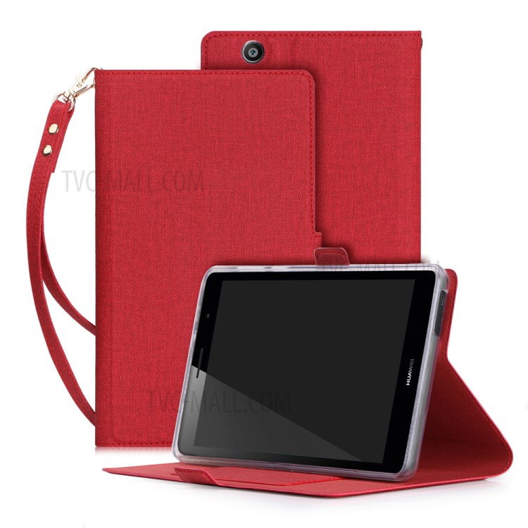 Case Huawei MediaPad T3 7' 3G / Pre-order * เคสหนัง PU ช่องเสียบการ์ดปลอกแม่เหล็กยืนอยู่กับสายคล้องมือ *