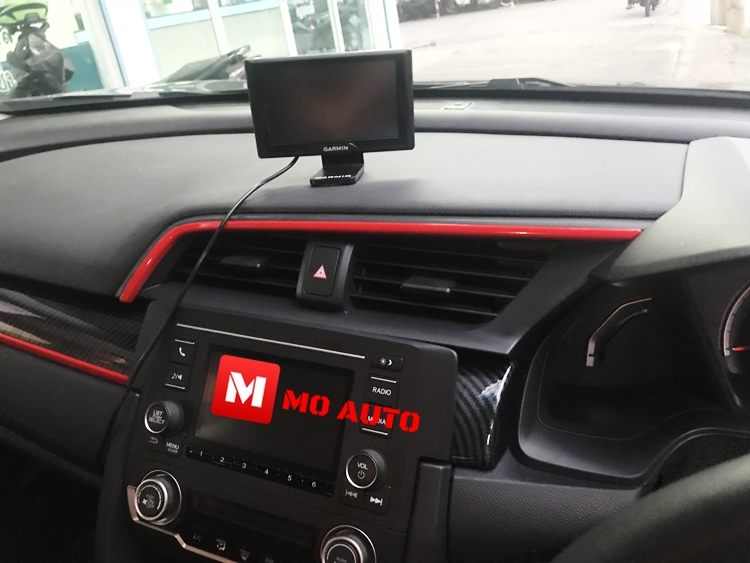 ครอบแผงคอนโคลหน้าคาร์บอนแถบแดง Type-R Style CIVIC FC / FK