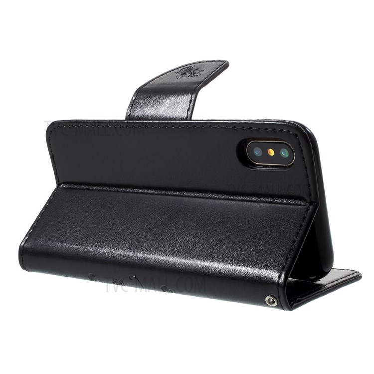 Case iPhone X, iPhone XS / Pre-Order * เคสพิมพ์ลายผีเสื้อดอกไม้กระเป๋าสตางค์ *