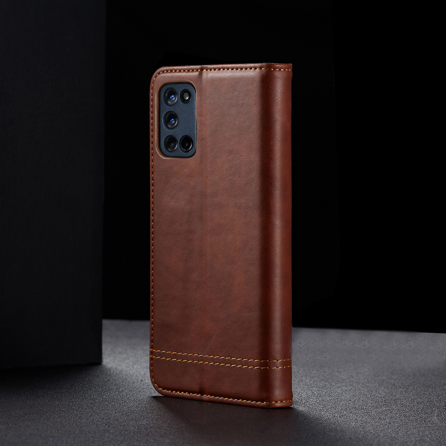 Case OPPO A92 / Pre-order * สไตล์ย้อนยุคม้ากระเป๋าสตางค์หนังยืนเนื้อม้า, เย็บแผลดีพร้อมหมุดทองย้อนยุคและสง่างาม *