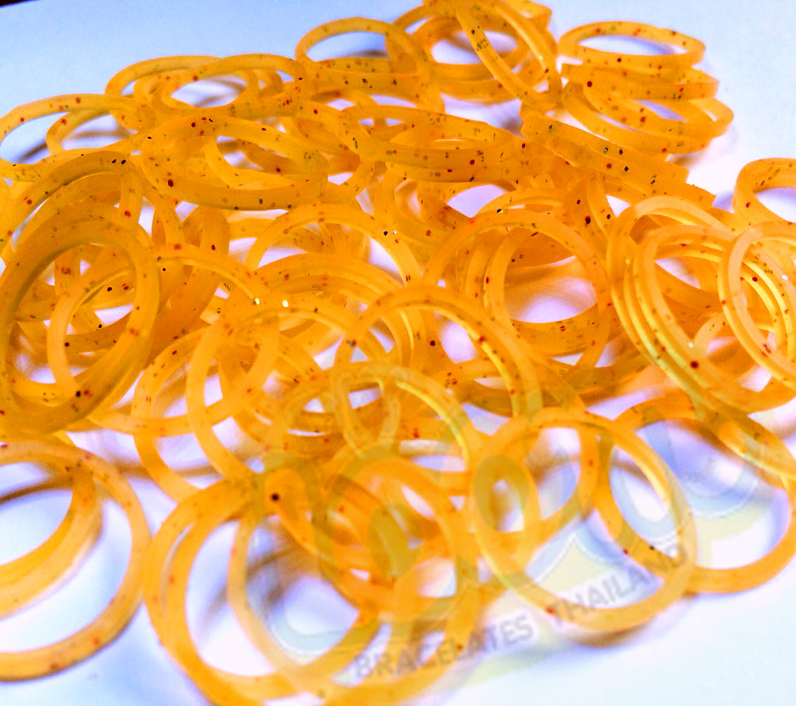 100% Silicone Loom band สีส้ม แบบมีกากเพชร 600 เส้น( GLO )