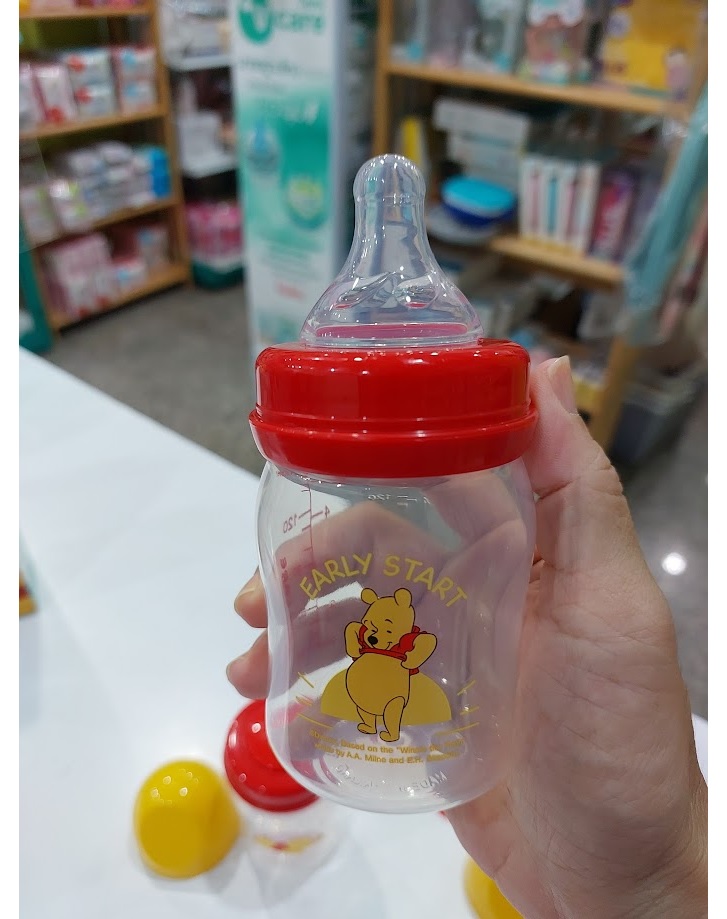 BabiCareขวดนมคอกว้าง PP 4ออนซ์แพคคู่ลายหมีพูห์ จุก S