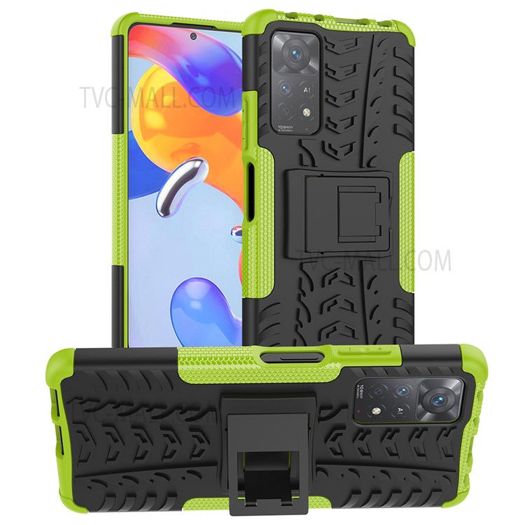 Case Xiaomi Redmi Note 11 Pro # Pre-Order * เคส PC + TPU Tyre Pattern เคสโทรศัพท์แบบไฮบริด Anti-Scratch Anti-Slip Kickstand Cover *