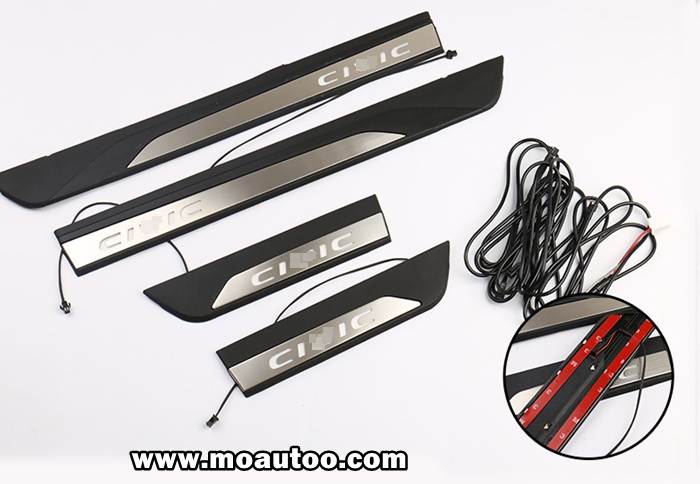 สคับเพลทชายบันได LED สีน้ำเงิน 4 ประตู CIVIC FC / FK 2016-2021