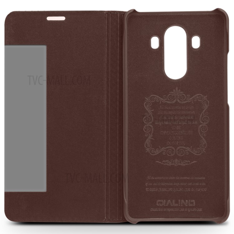 Case Huawei Mate 10 Pro / Pre-order * QIALINO ลายตารางเนื้อหนังวัวแท้ ดูหน้าต่างสมาร์ทเคส *