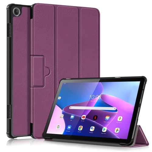 Case Lenovo Tab M10 Plus (3rd Gen) # Pre-order * 3 พับหัวเข็มขัดแม่เหล็ก Custer Texture Leather Smart Tablet *