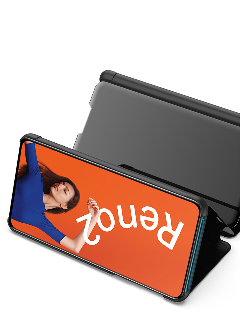 Case OPPO Reno 2 / พรีออเดอร์ * เคสปกกระจกผิวดูหน้าต่างซองหนัง ทำจากวัสดุหนัง PC + PU *