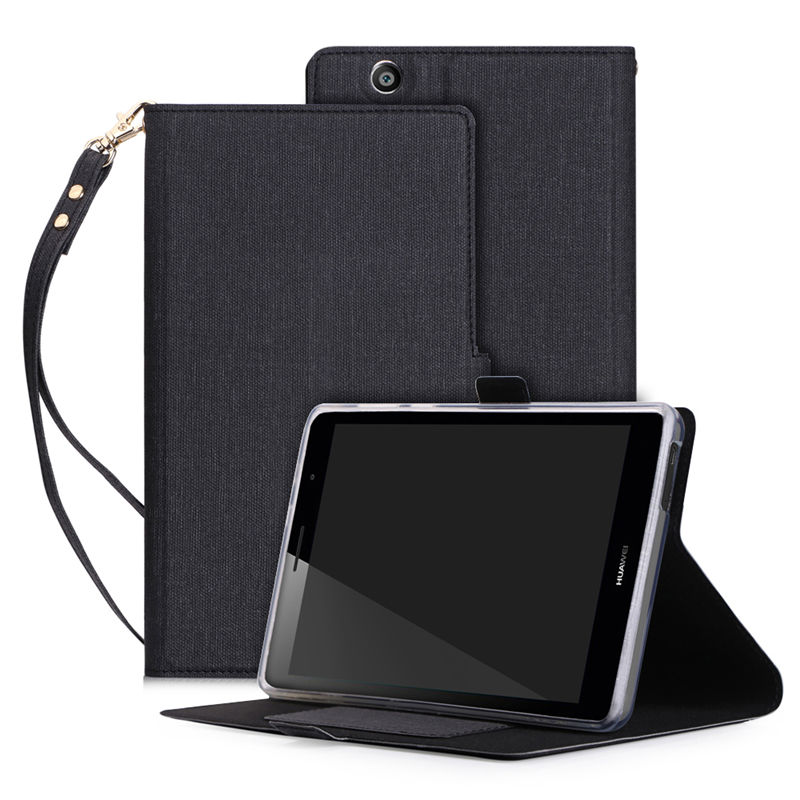 Case Huawei MediaPad T3 7' 3G / Pre-order * เคสหนัง PU ช่องเสียบการ์ดปลอกแม่เหล็กยืนอยู่กับสายคล้องมือ *