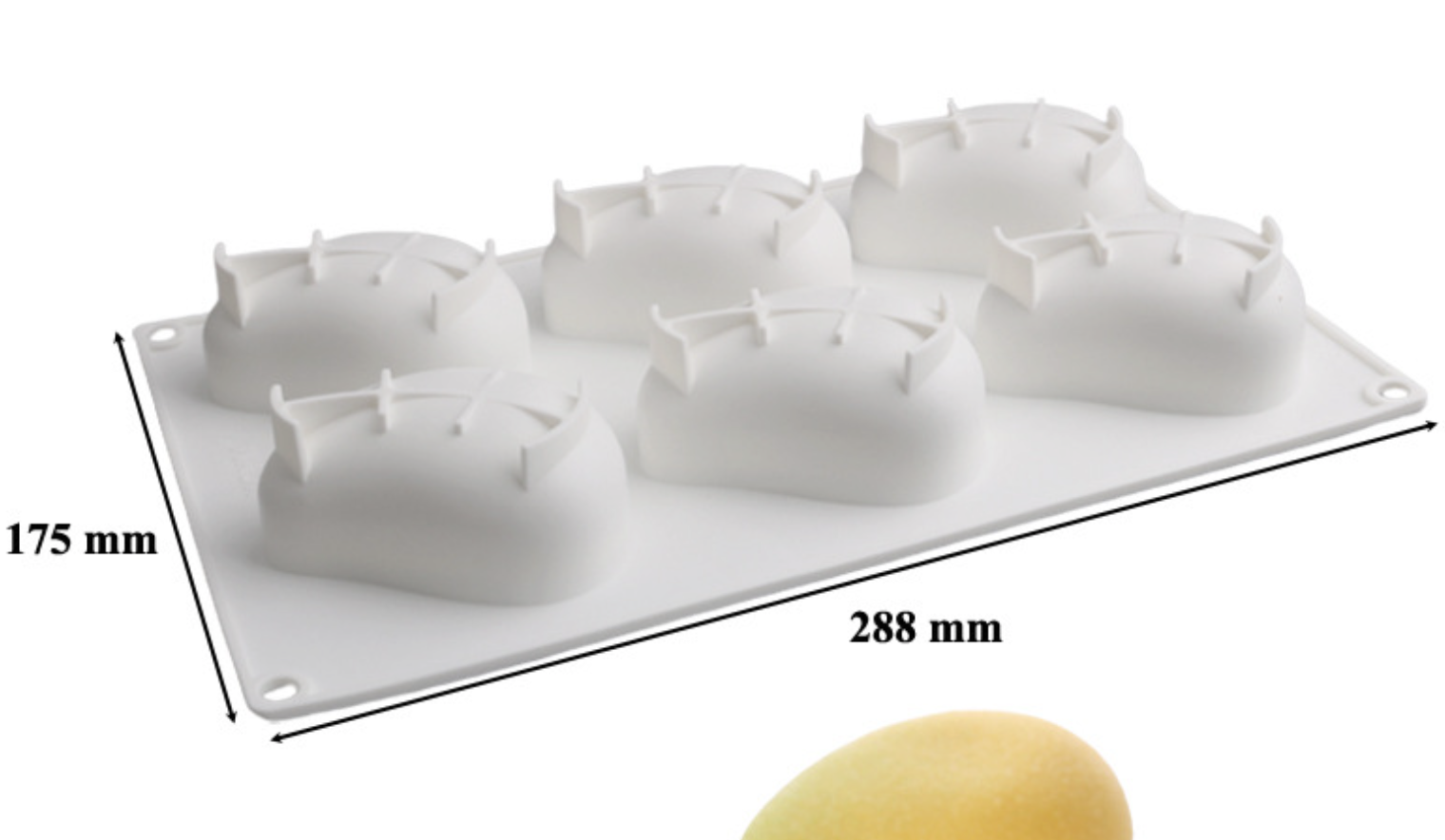 แม่พิมพ์ซิลิโคน มะม่วง 6 ช่อง 90 g 5.5*8*3.5 cm. 005049