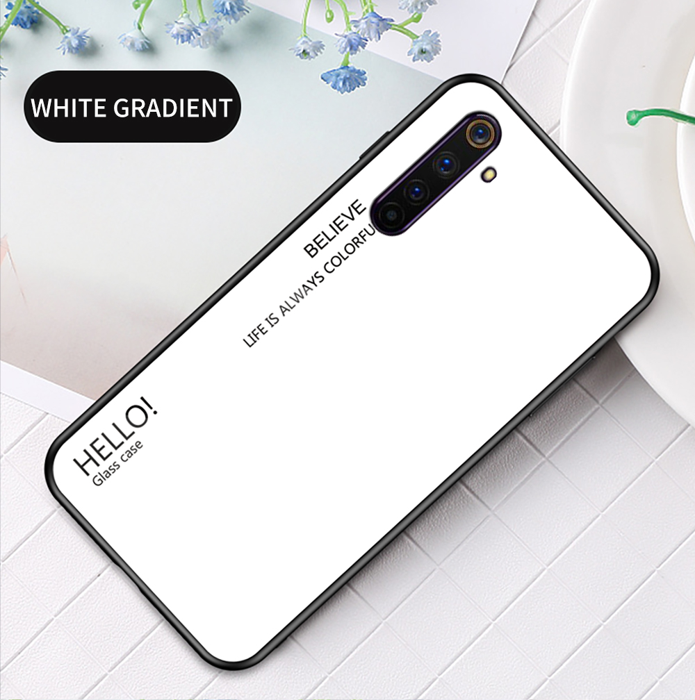 Case Realme 6 Pro / Pre-Order * เคสกระจกนิรภัยไล่สี + PC + เคส TPU Hybrid การออกแบบสีไล่ระดับสีที่ไม่ซ้ำกันและมีสไตล์ *