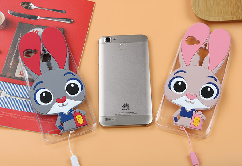 Case Huawei GR3 / Pre-order * การ์ตูน3D จูดี้เคสกระต่ายซิลิโคน พร้อมสายคล้องคอ *