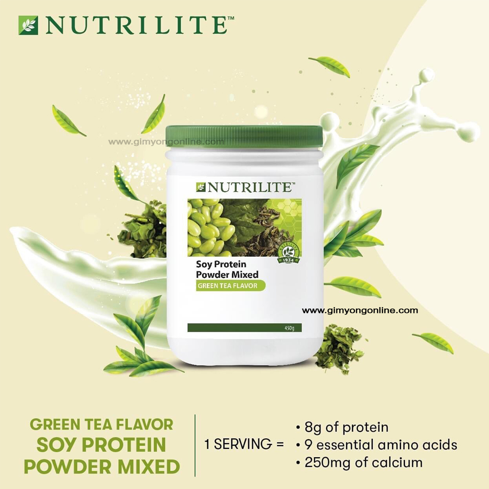 Nutrilite Soy Protein Drink Green tea Mix Flavor 450g. ชาเขียว ส่งฟรี!!!
