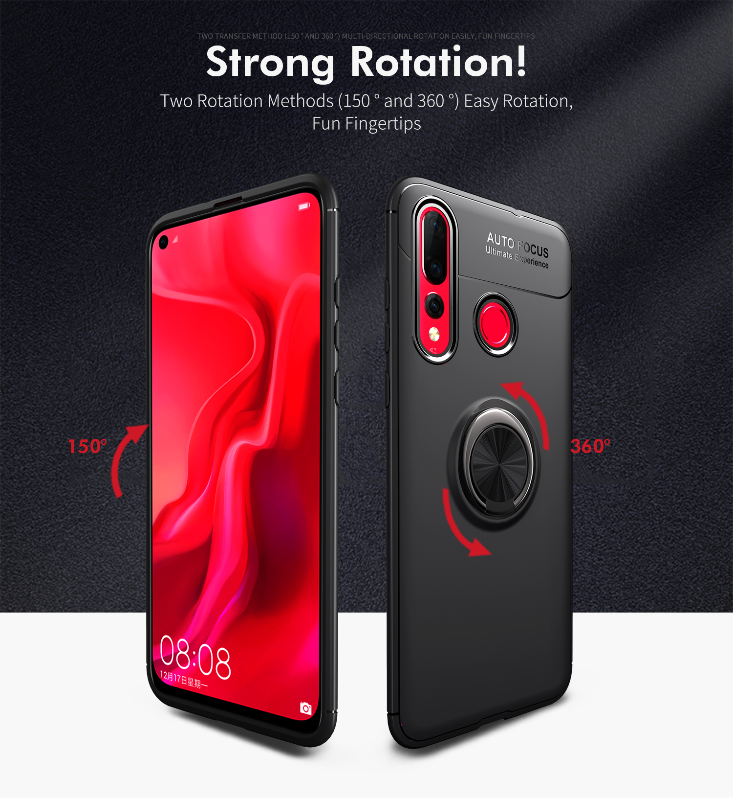 Case Huawei Nova 4 / Pre-Order * เคส TPU + แหวนนิ้ว + ขาตั้ง (Built-in โลหะแผ่นแม่เหล็ก) *