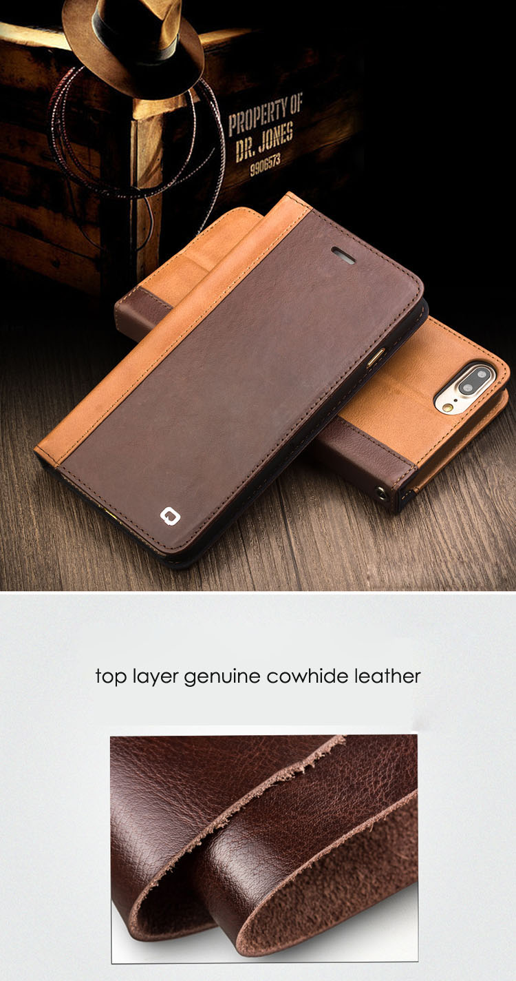 Case iPhone 8 Plus / 7 Plus # Pre-order * QIALINO Wallet Stand เคสหนังวัวแท้ *
