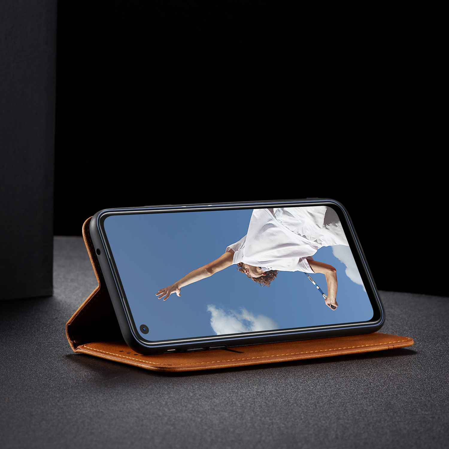 Case OPPO A92 / Pre-order * สไตล์ย้อนยุคม้ากระเป๋าสตางค์หนังยืนเนื้อม้า, เย็บแผลดีพร้อมหมุดทองย้อนยุคและสง่างาม *