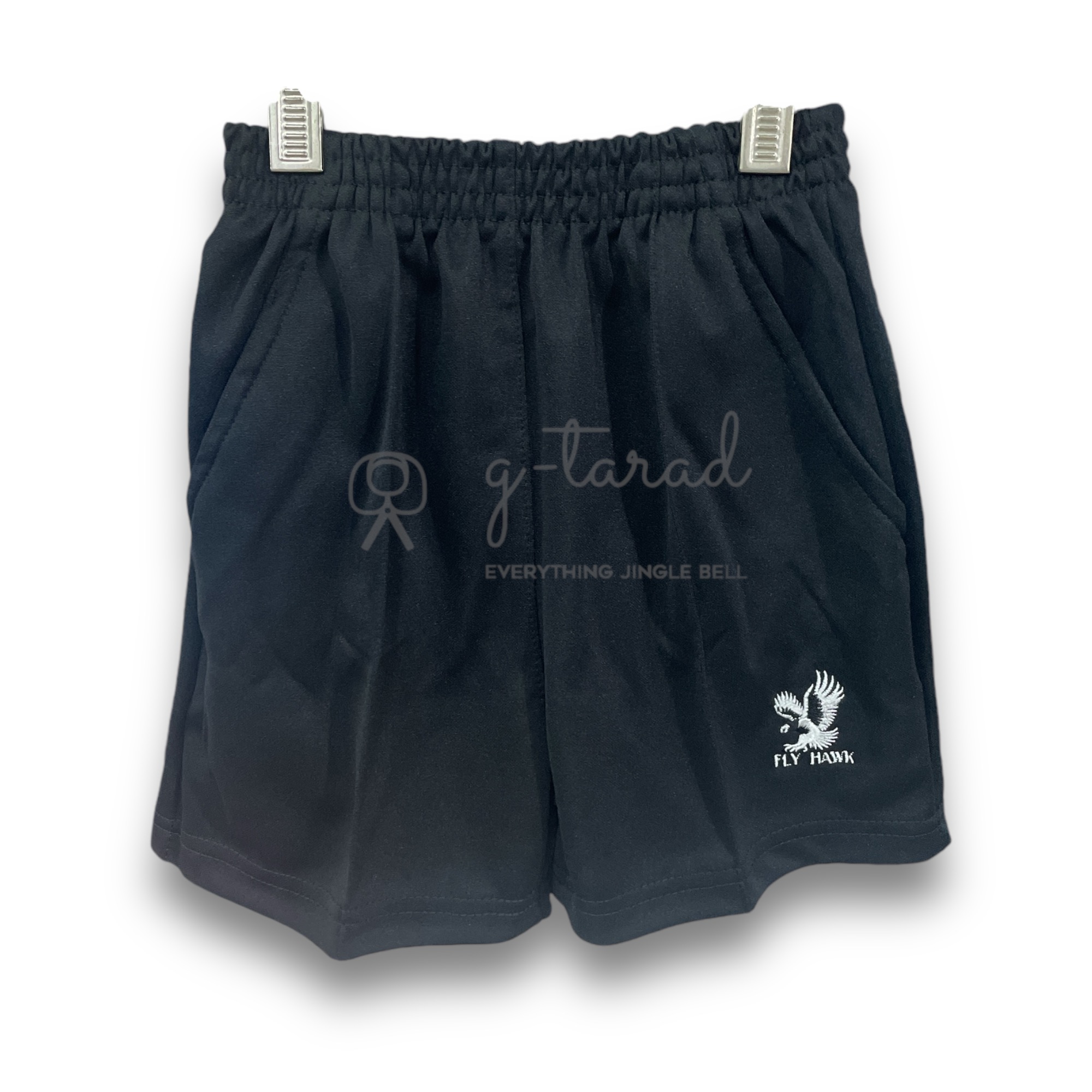 FlyHawk กางเกงวอร์มเด็ก ขาสั้น B511 สีดำ/สีขาว/สีกรม