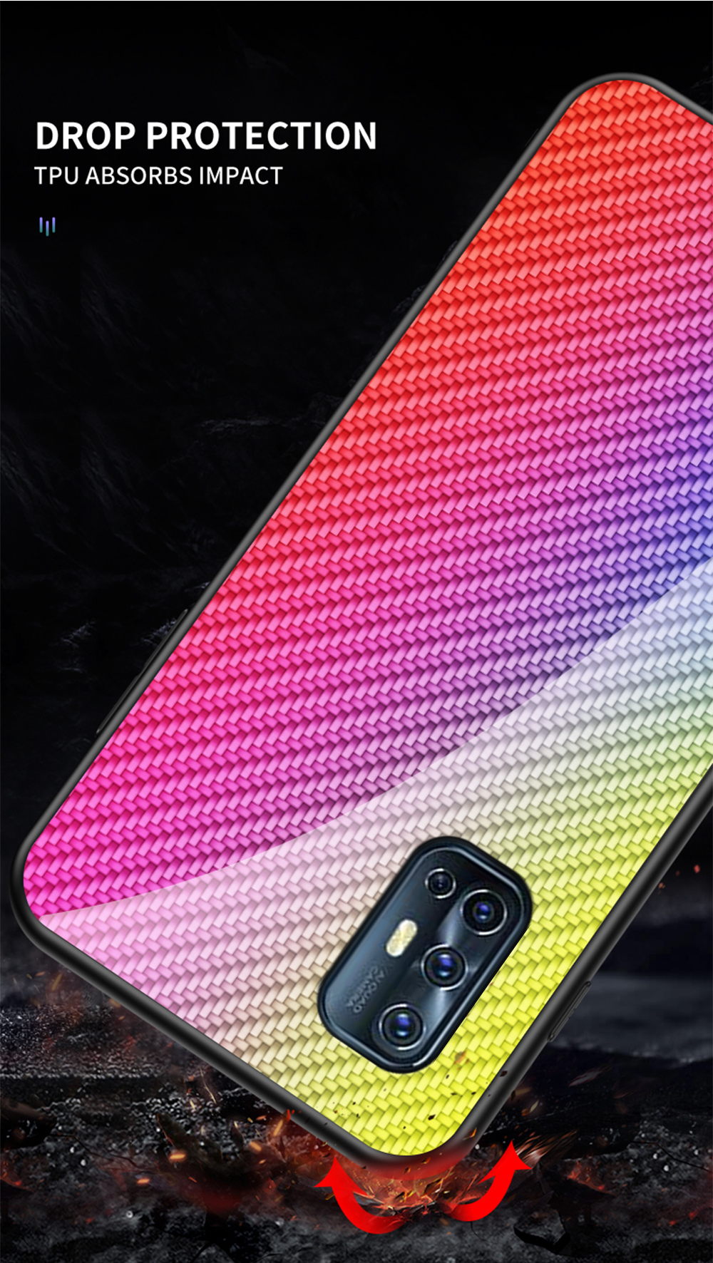 Case Vivo V17 / Pre-order * เคสคาร์บอนไฟเบอร์ + พื้นผิวกระจก + PC + TPU *